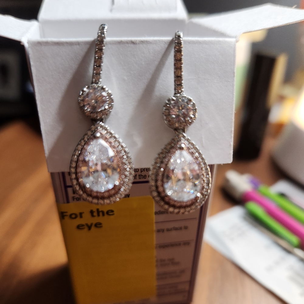 Pink Stone Pear Shaped Earrings